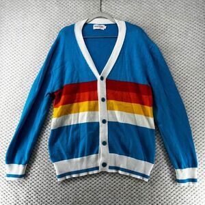 OXKNITSTORE Striped Cardigan Sweater‎ Knitwear Colorful Knit Top Size L